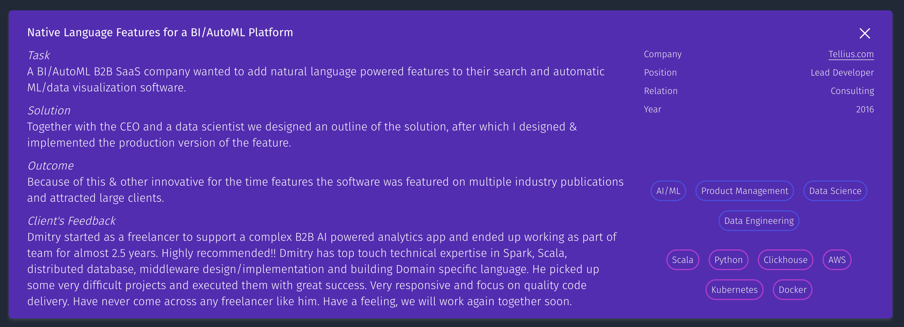 An Expanded Project Card